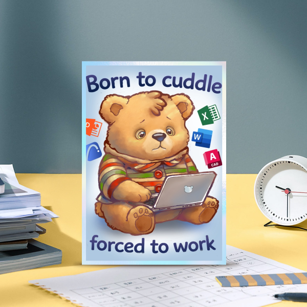 Overworked bear Art Board with Rainbow-Edged - 4.1"x5.83 "(105x148mm)