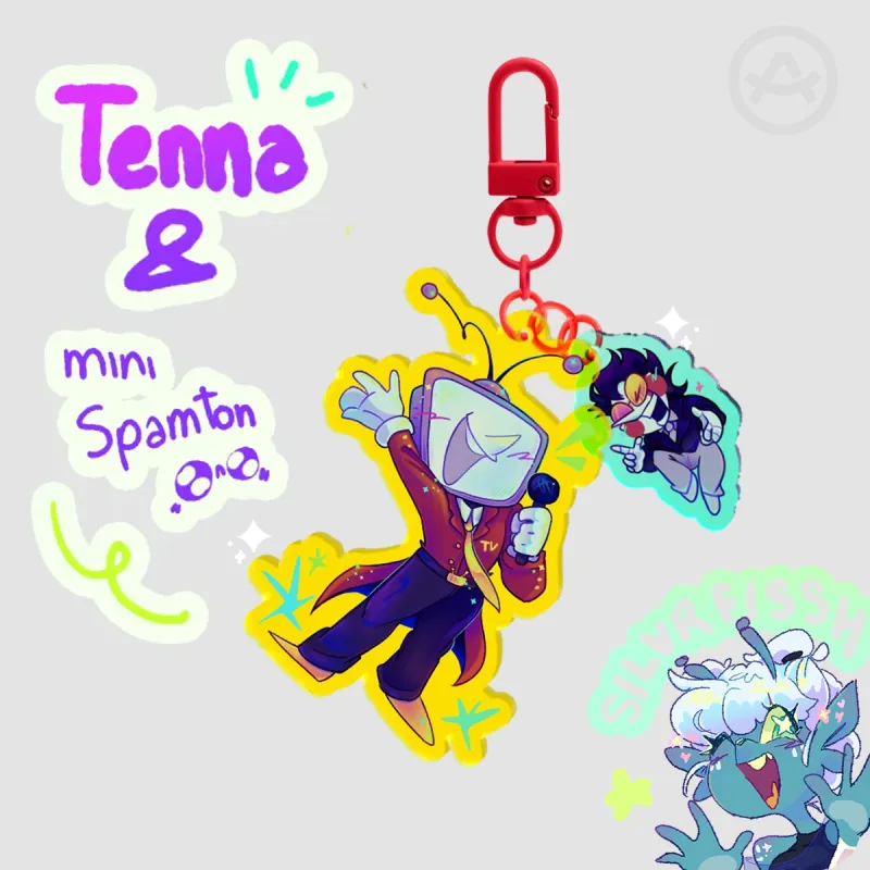 Tenna & Mini Spamton (Deltarune) Keychain + Charm by silvrfissh - ACGGOODS
