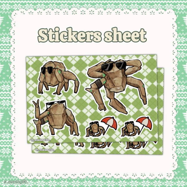 Rocky with sunglasses Stickers Sheet