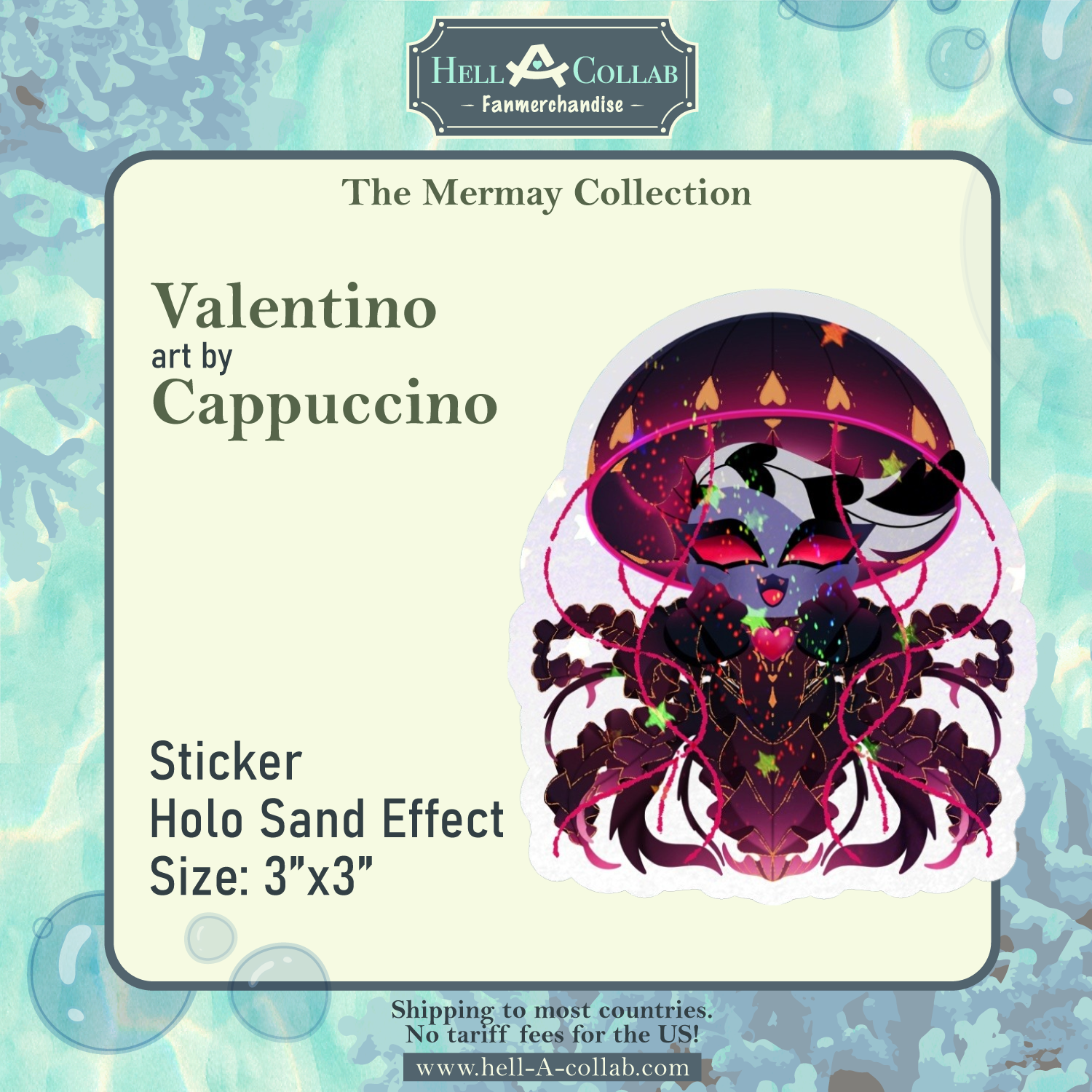Valentino - 3inch Sticker - Hellacollab Mermay Collection