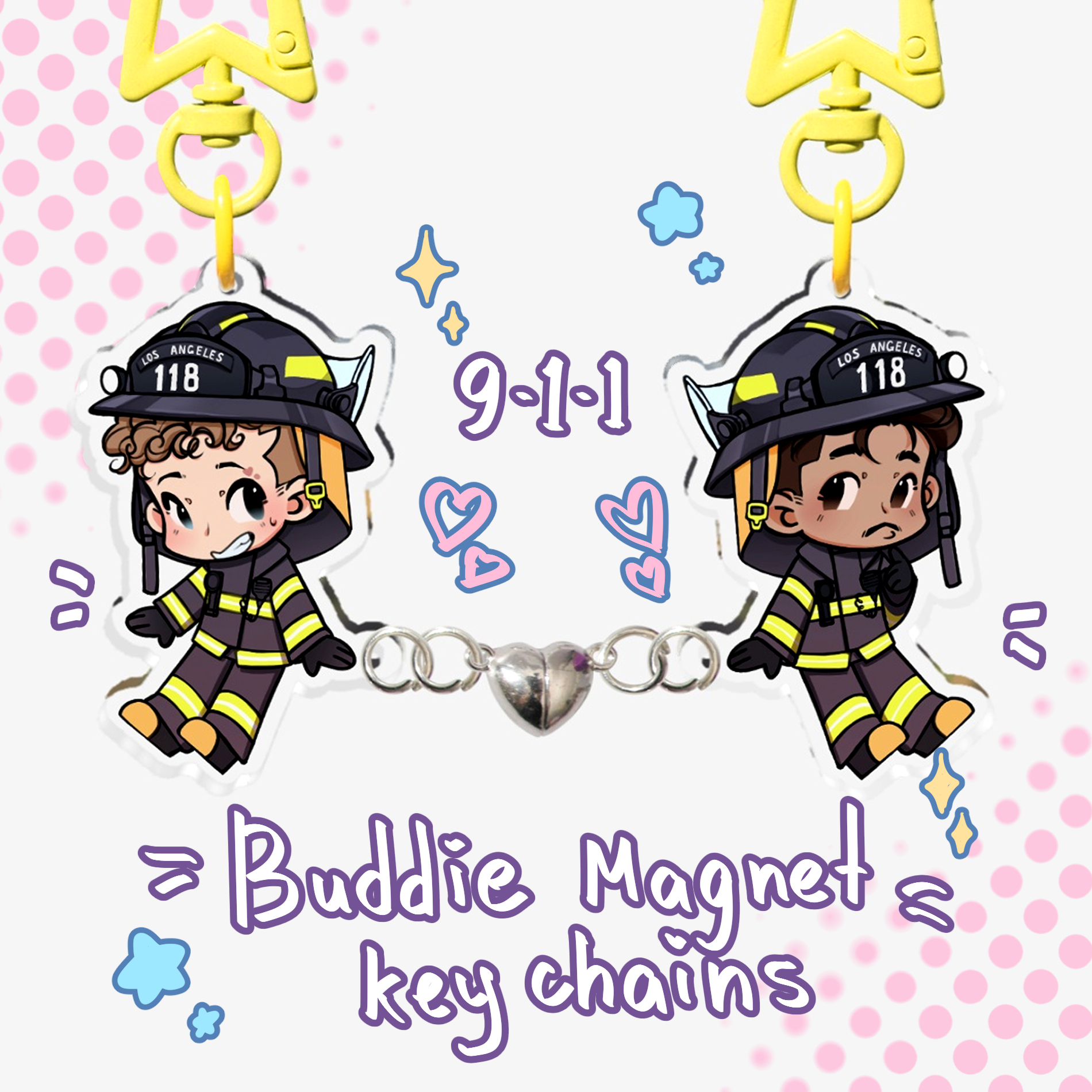 Buddie 911 Acrylic Magnet Keychains