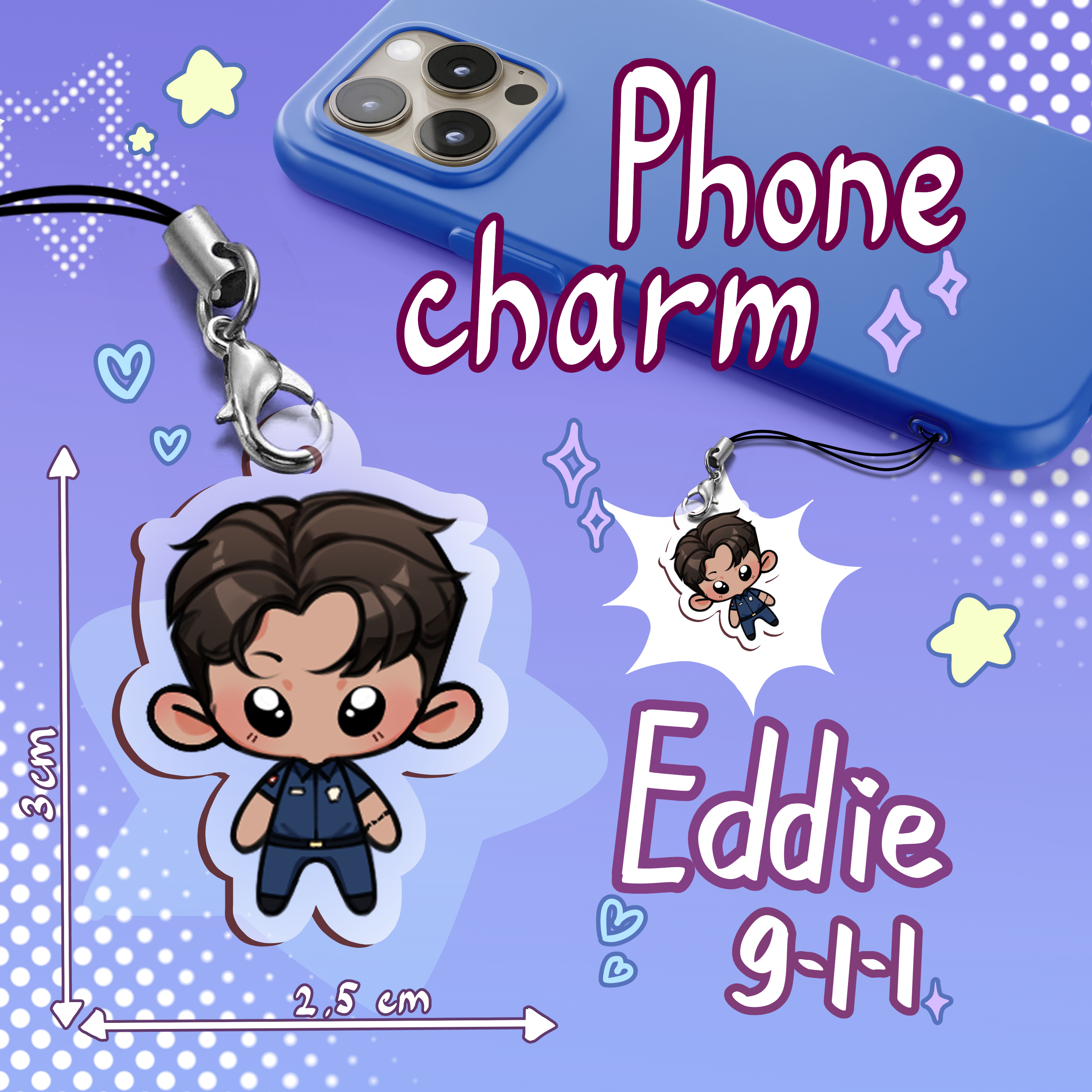 Eddie Diaz 911 Acrylic Phone Charm