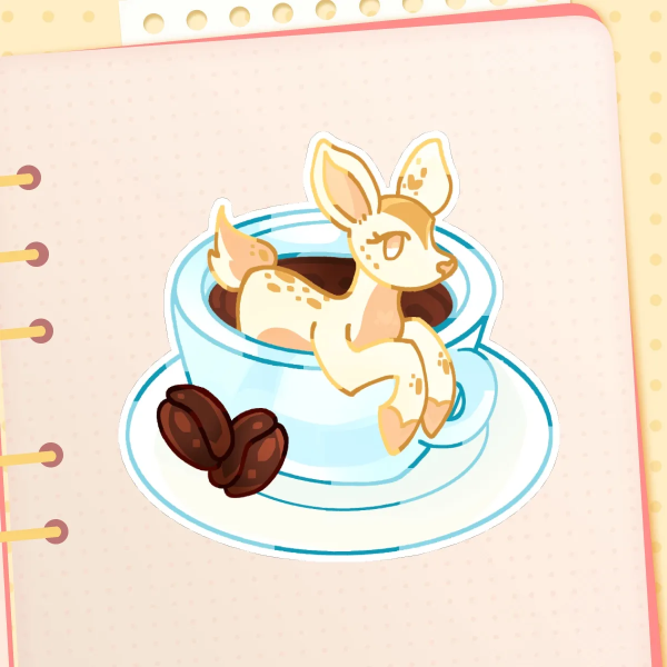 Coffee Deer Soft Touch Sticker