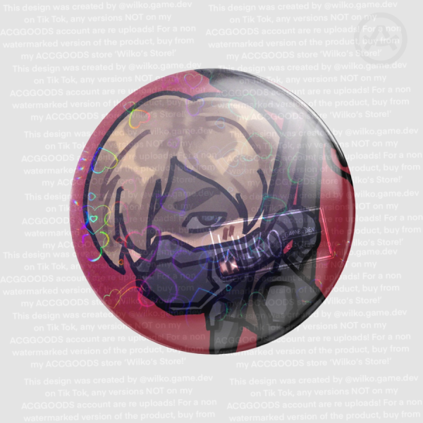 Leon Kennedy Cyber Armour Concept Art Chibi Round Badge (HOLOHEART)