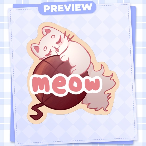 Yarn Ball Kitten Meow Soft Touch Die Cut Stickers