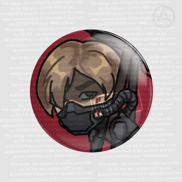 Leon Kennedy Cyber Armour Concept Art Chibi Round Badge (GLOSS)