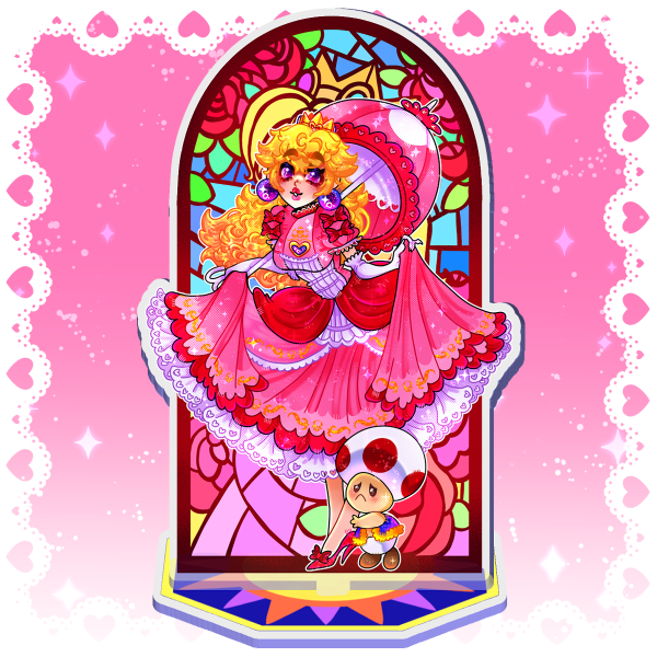 Princess Peach Super Mario Bros Stained Glass Acrylic Standee
