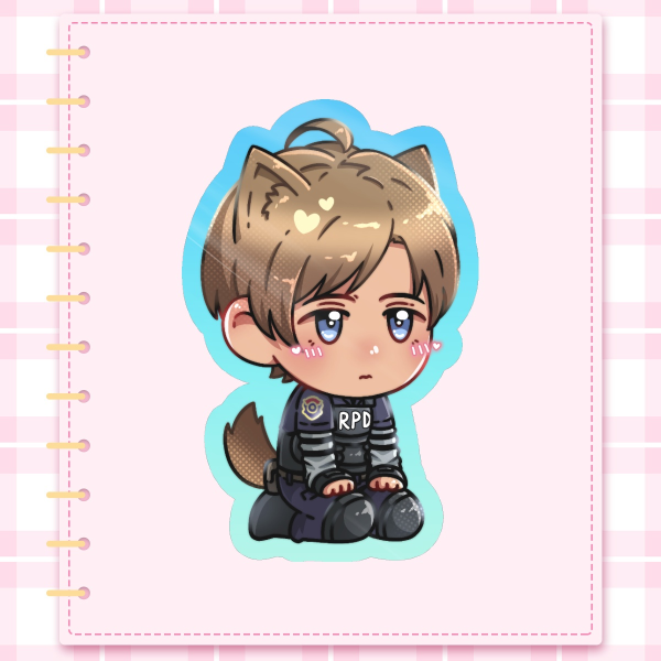 Puppy Leon Colored Edge Die Cut Stickers