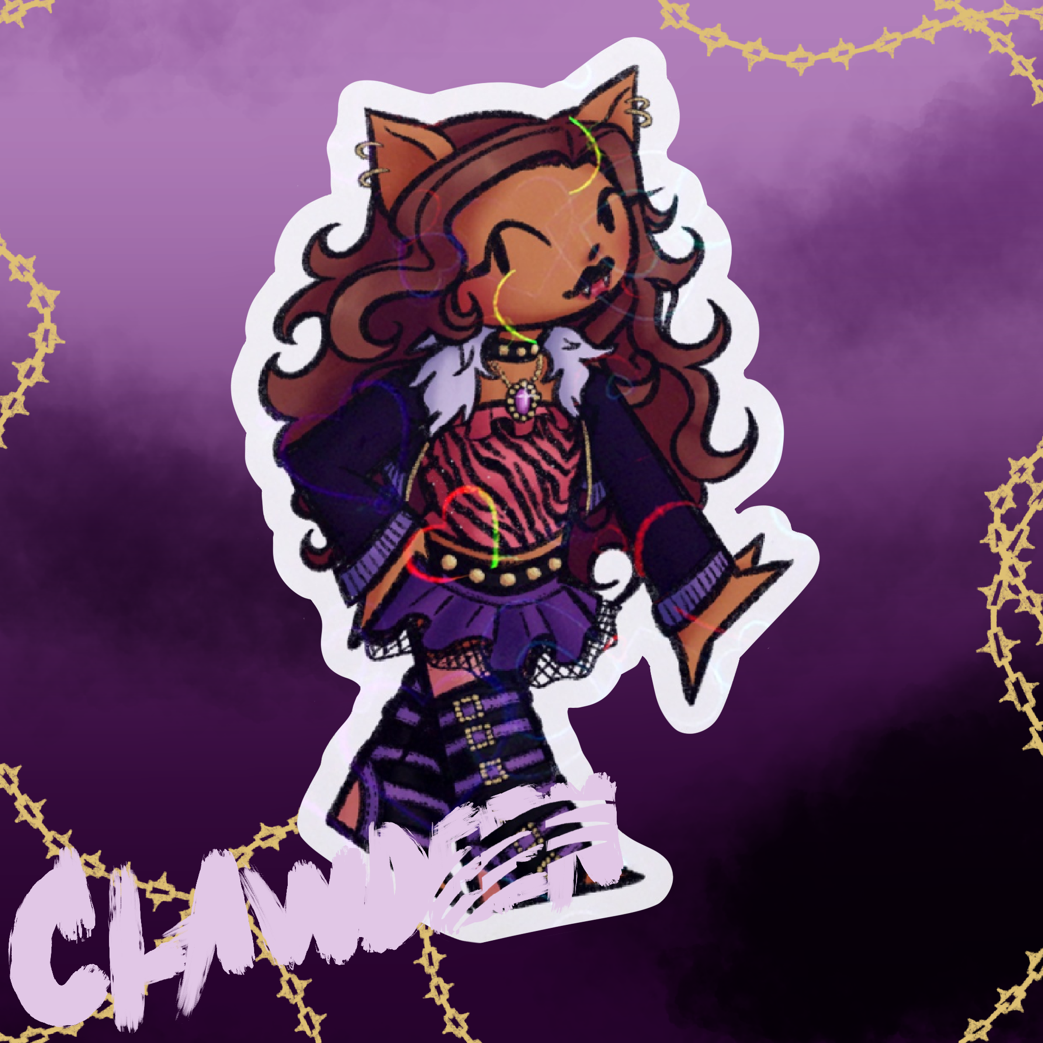 Clawdeen MH G1 Holo Heart Sticker