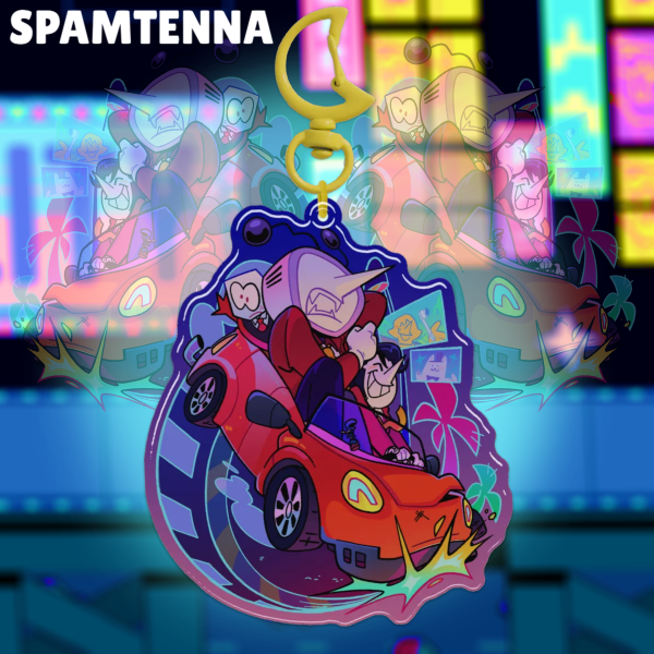 🌴LATE NIGHT DRIVE! - Spamtenna Epoxy Keychain
