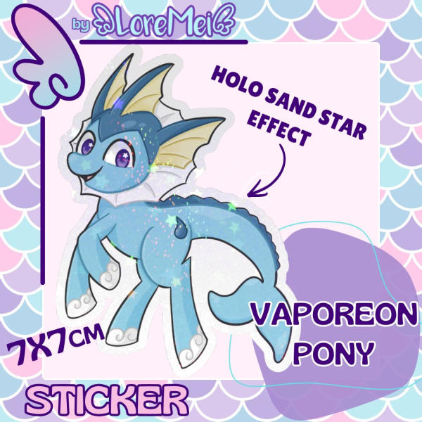 ꒰𑁬°Vaporeon Pony°໒꒱ || Holo Sand Sticker