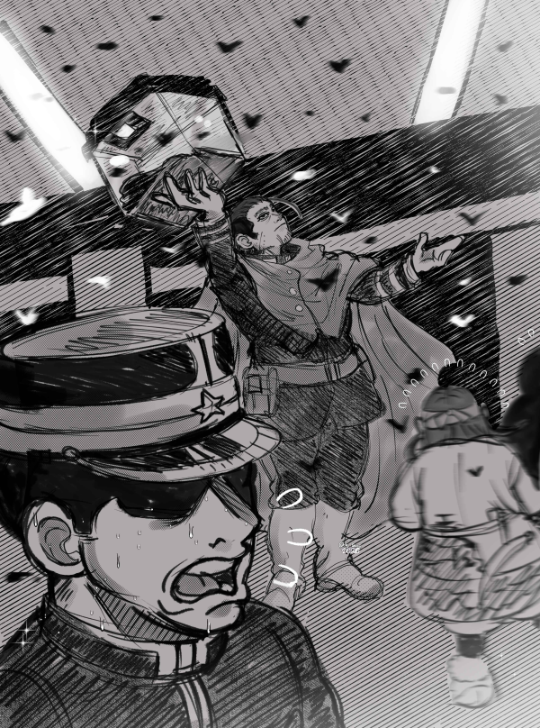 [Golden Kamuy Fanart- ft. Ogata, Asirpa & Yuusaku] RELEASE THE BEES Print