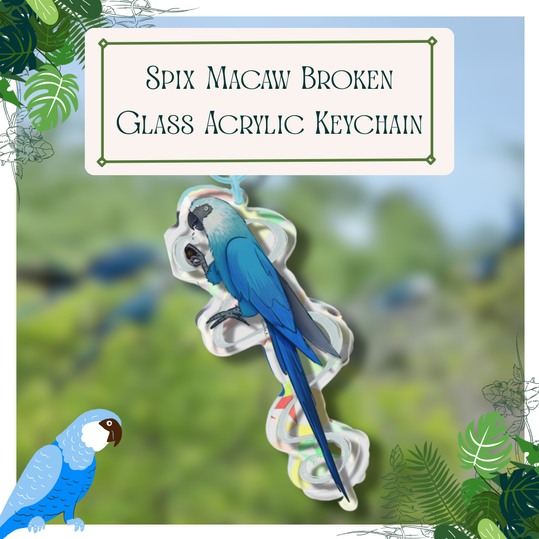 Spix Macaw Broken Glass Acrylic Keychain
