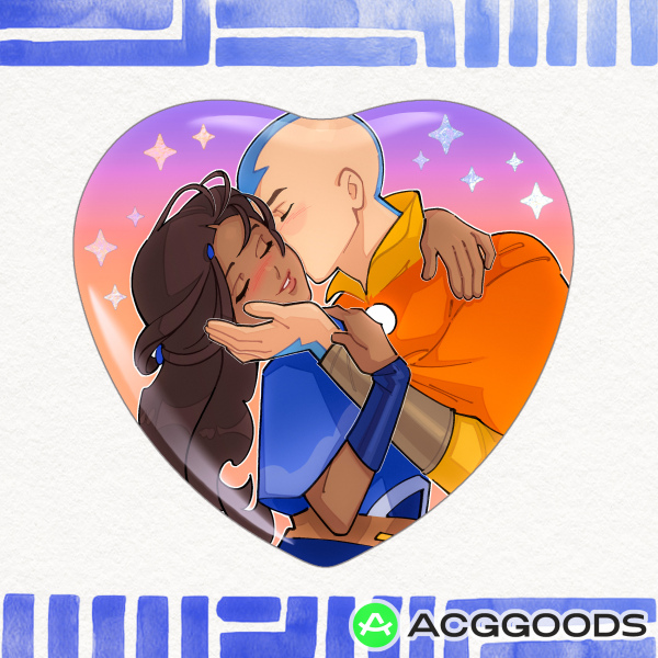 Legend of Aang: The Last Airbender Katara x Aang (Kataang) Rainbow Holo Heart Badge