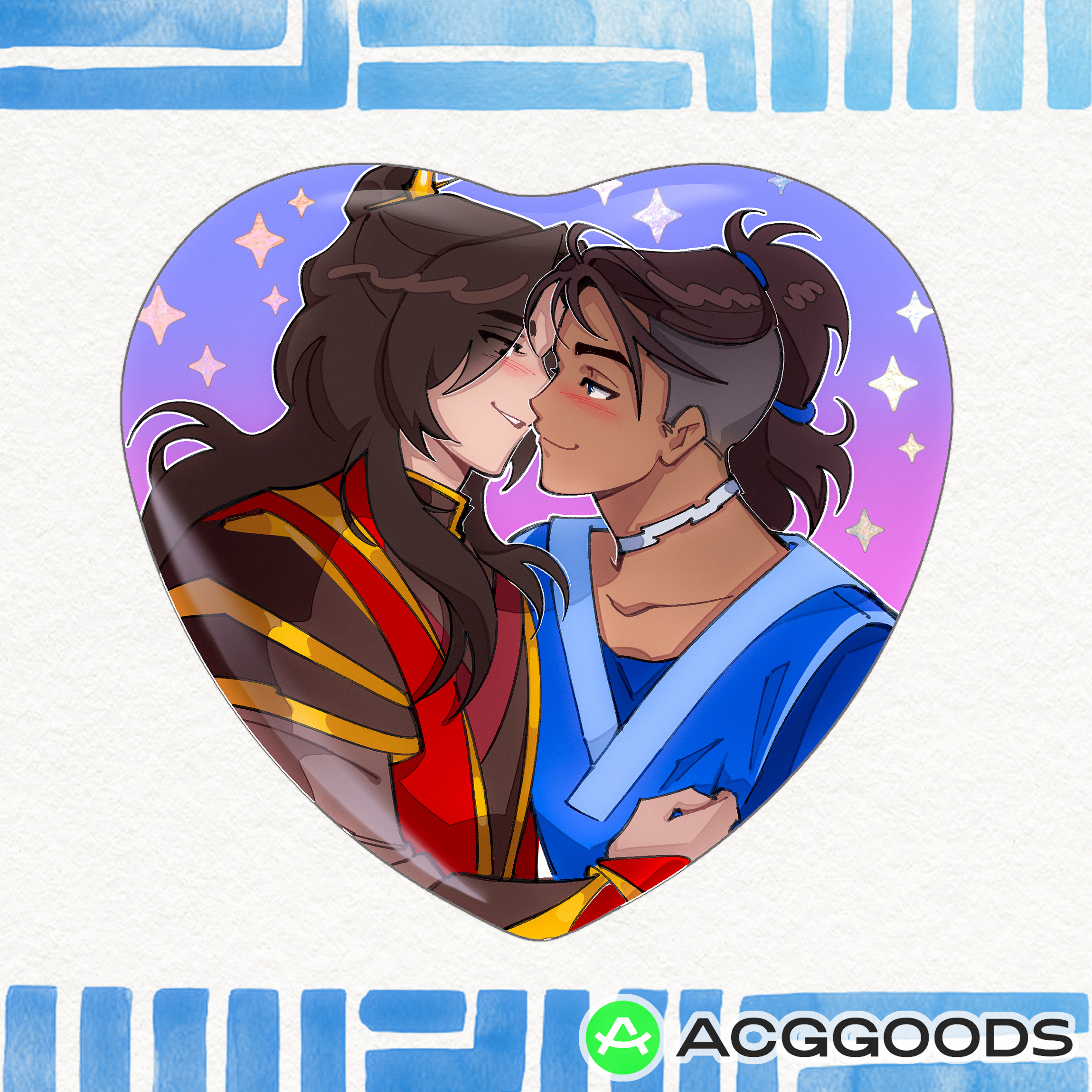 Legend of Aang: The Last Airbender Zuko x Sokka (Zukka) Rainbow Holo Heart Badge