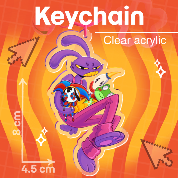 Jax with plush toys Clear Acrylic Keychains