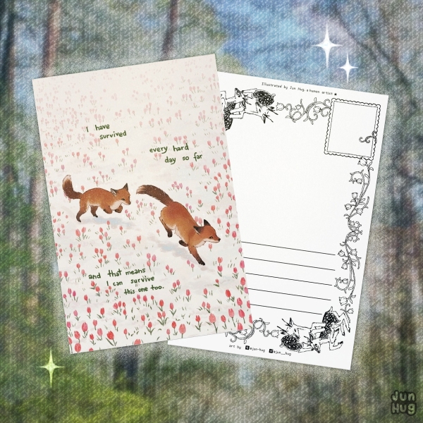 'Foxes in Snow' Postcard