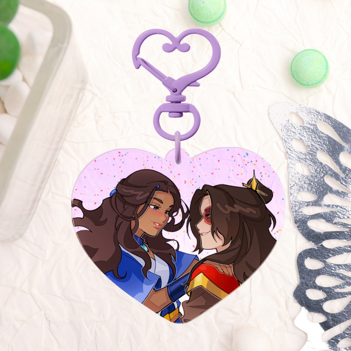 Legend of Aang: The Last Airbender Zuko x Katara (Zutara) Sparkle Heart Charm