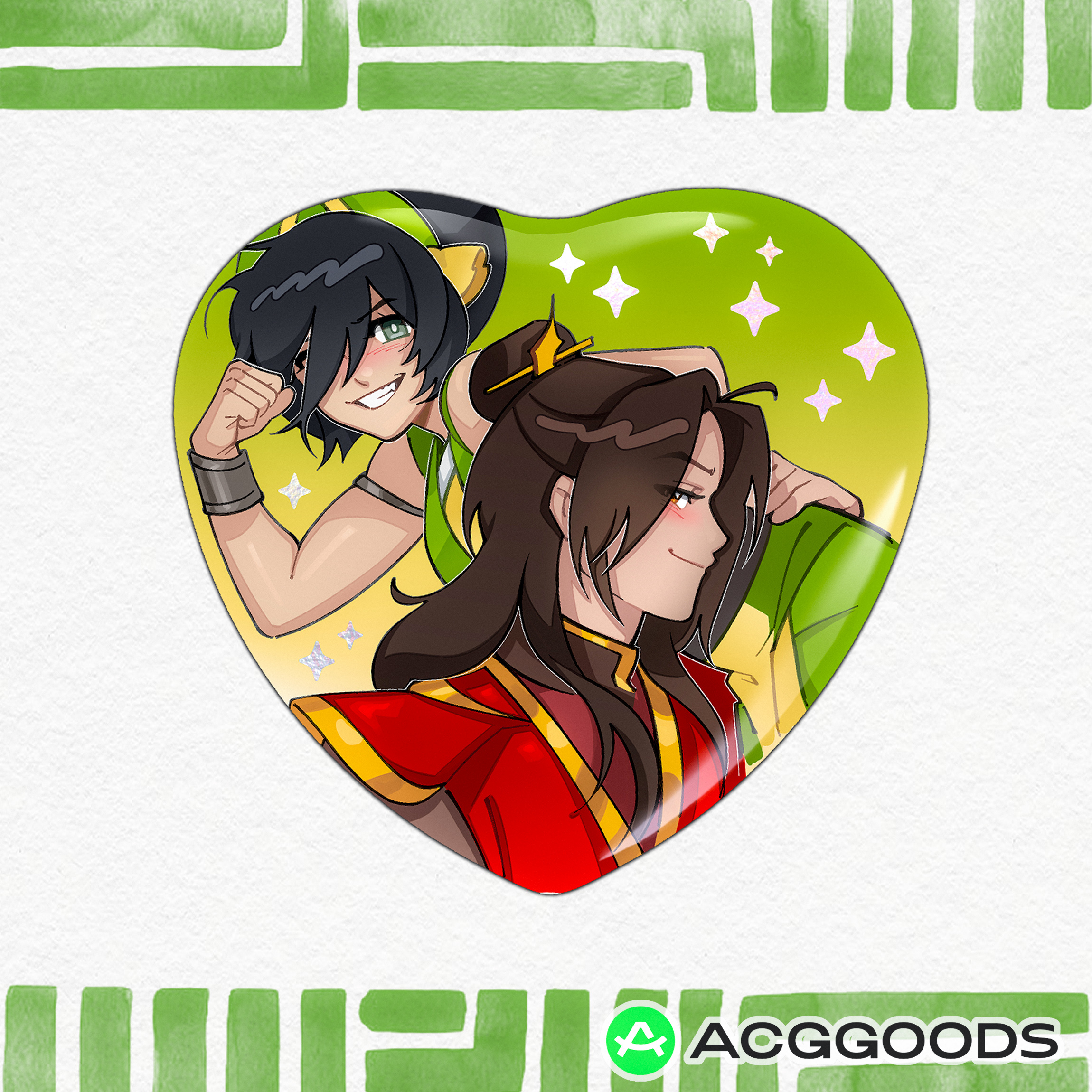 Legend of Aang: The Last Airbender Zuko x Toph (Zutoph) Rainbow Heart Badge