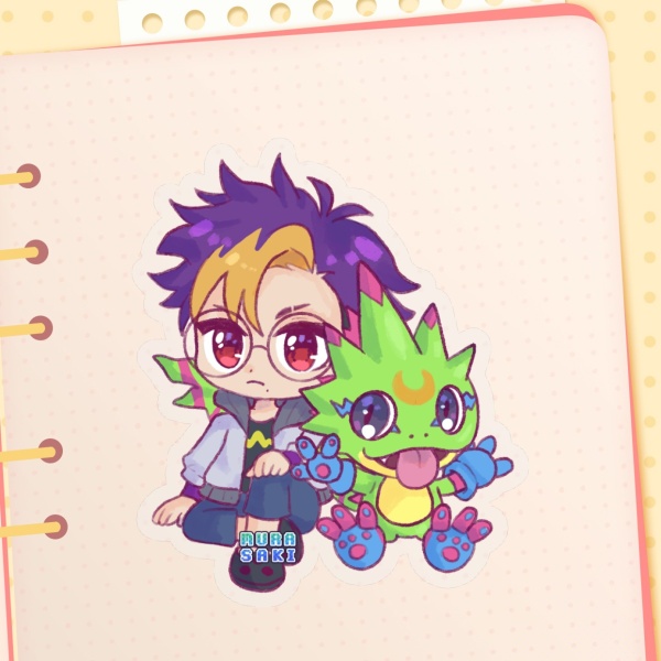 Tomoro and gekkomon Clear PET Vinyl Die Cut Stickers