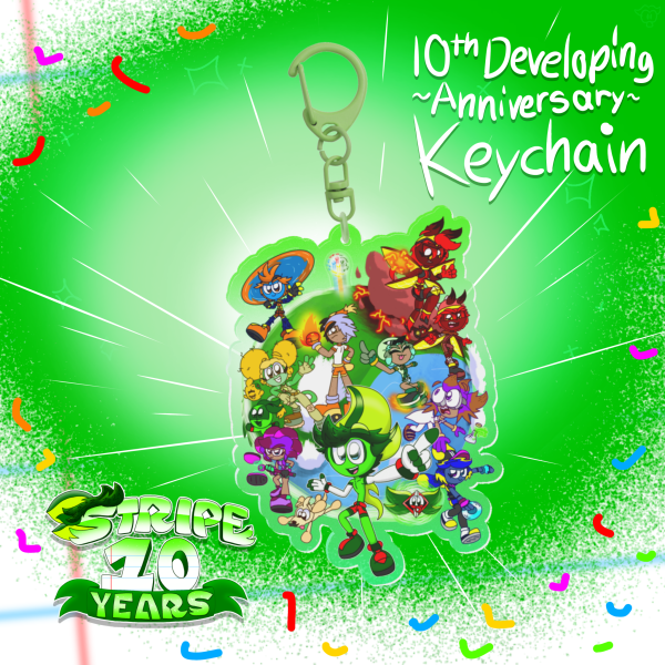 Stripe 10 Developing Years Anniversary Acrylic Keychain