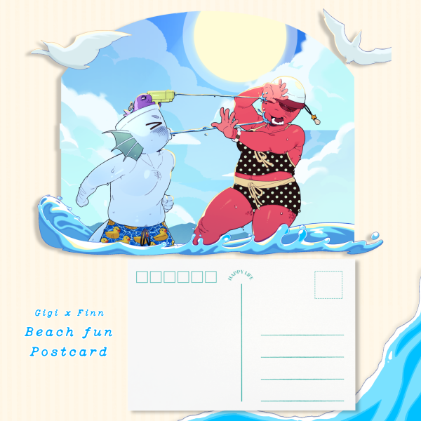Gigi & Finn Beach fun Postcard