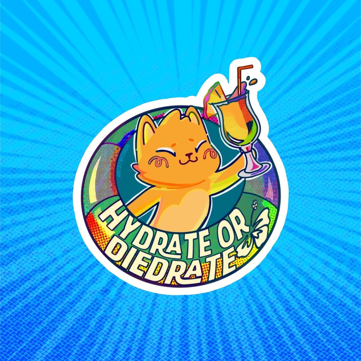Hydrate Or Diedrate Kitty with cocktail sticker
