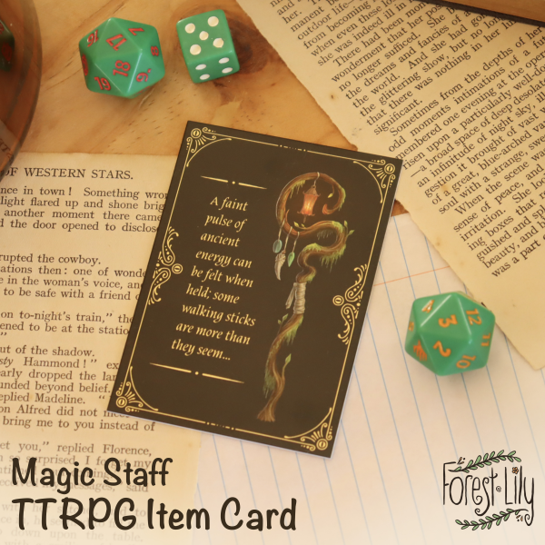 Fantasy Staff TTRPG Home Brew Item Card - Flavour Quote