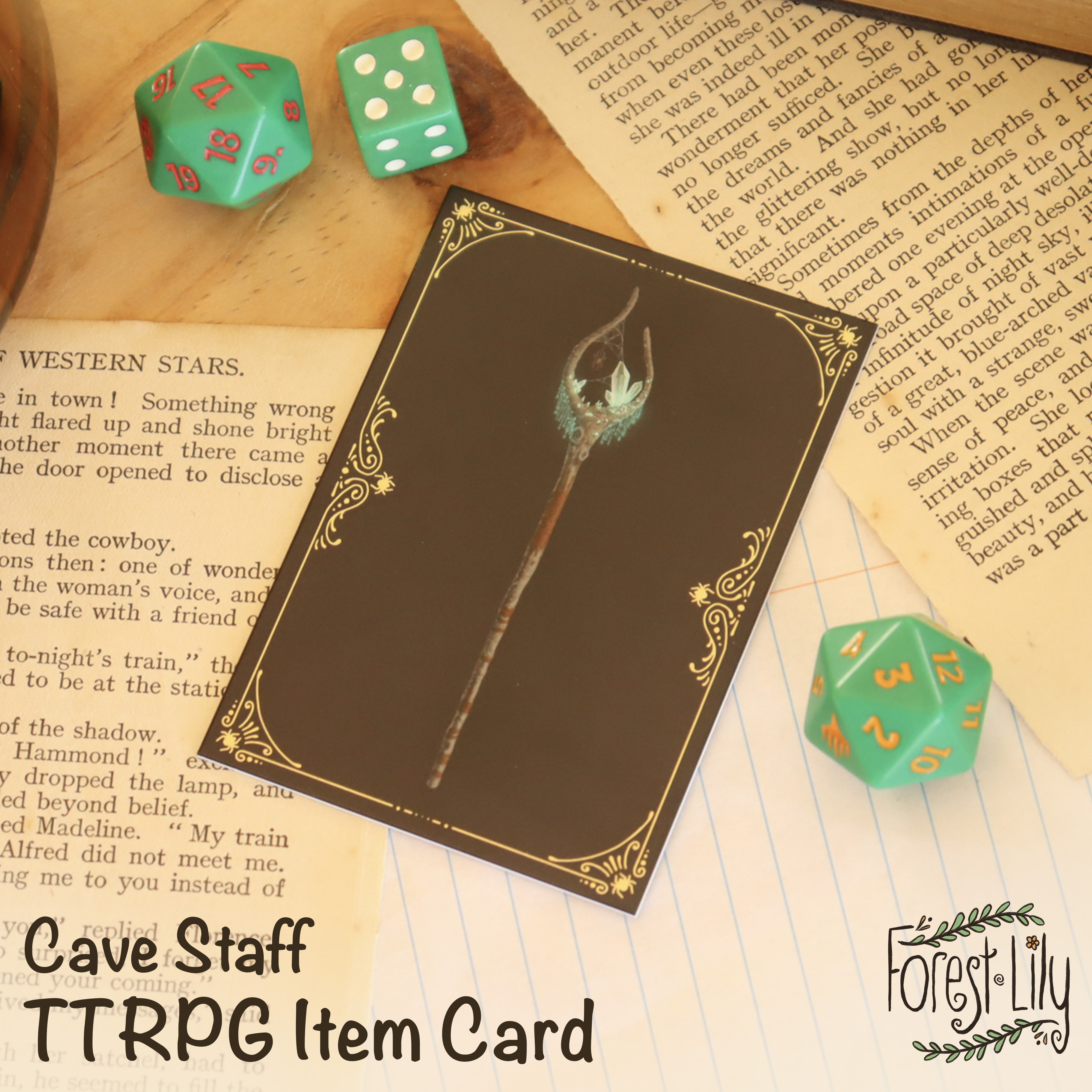 Cave Staff TTRPG Home Brew Item Card