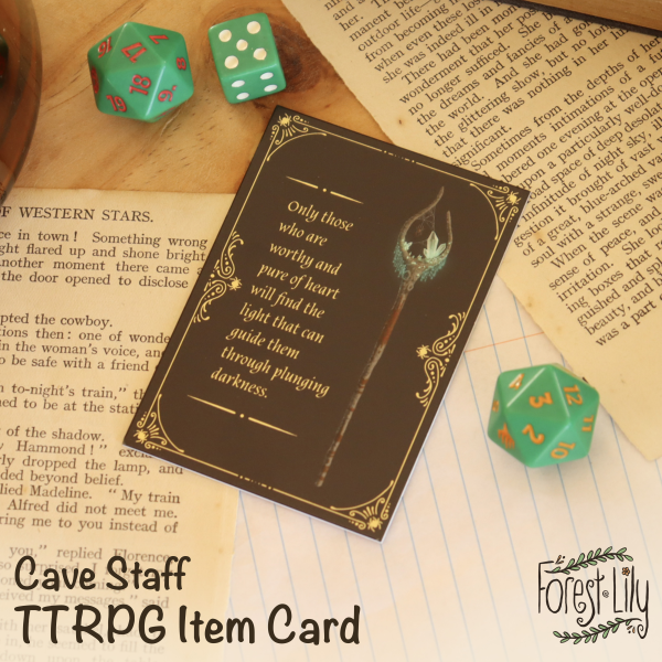 Cave Staff TTRPG Home Brew Item Card - Flavour Quote