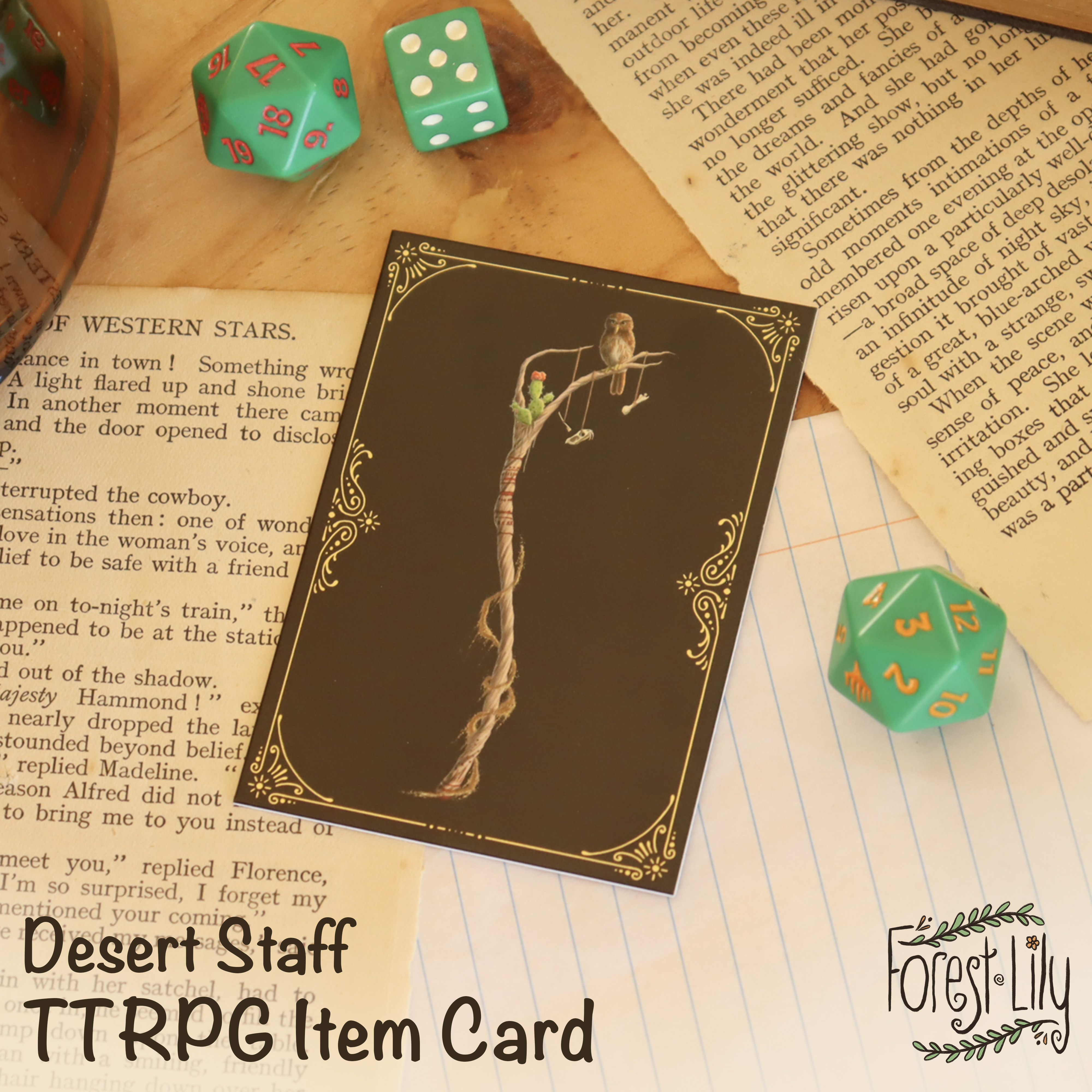 Desert Staff TTRPG Home Brew Item Card