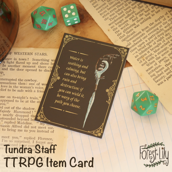 Tundra Staff TTRPG Home Brew Item Card - Flavour Quote