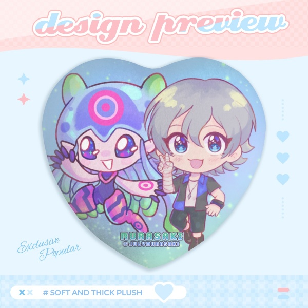 Kiyo and Jelly Heart Shape Plush Badge