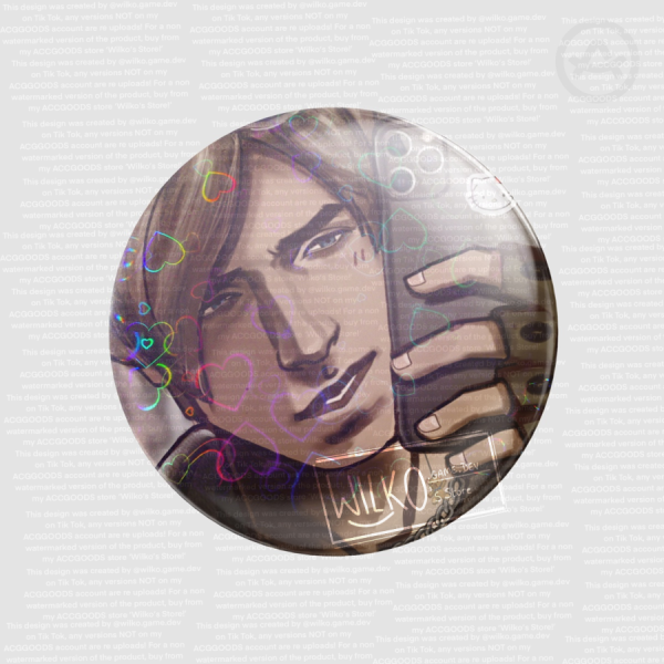Leon S. Kennedy Modern Fanart Round Badge (HOLOHEART)
