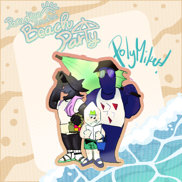 Polymikes at the beach Colored Edge Die Cut Stickers