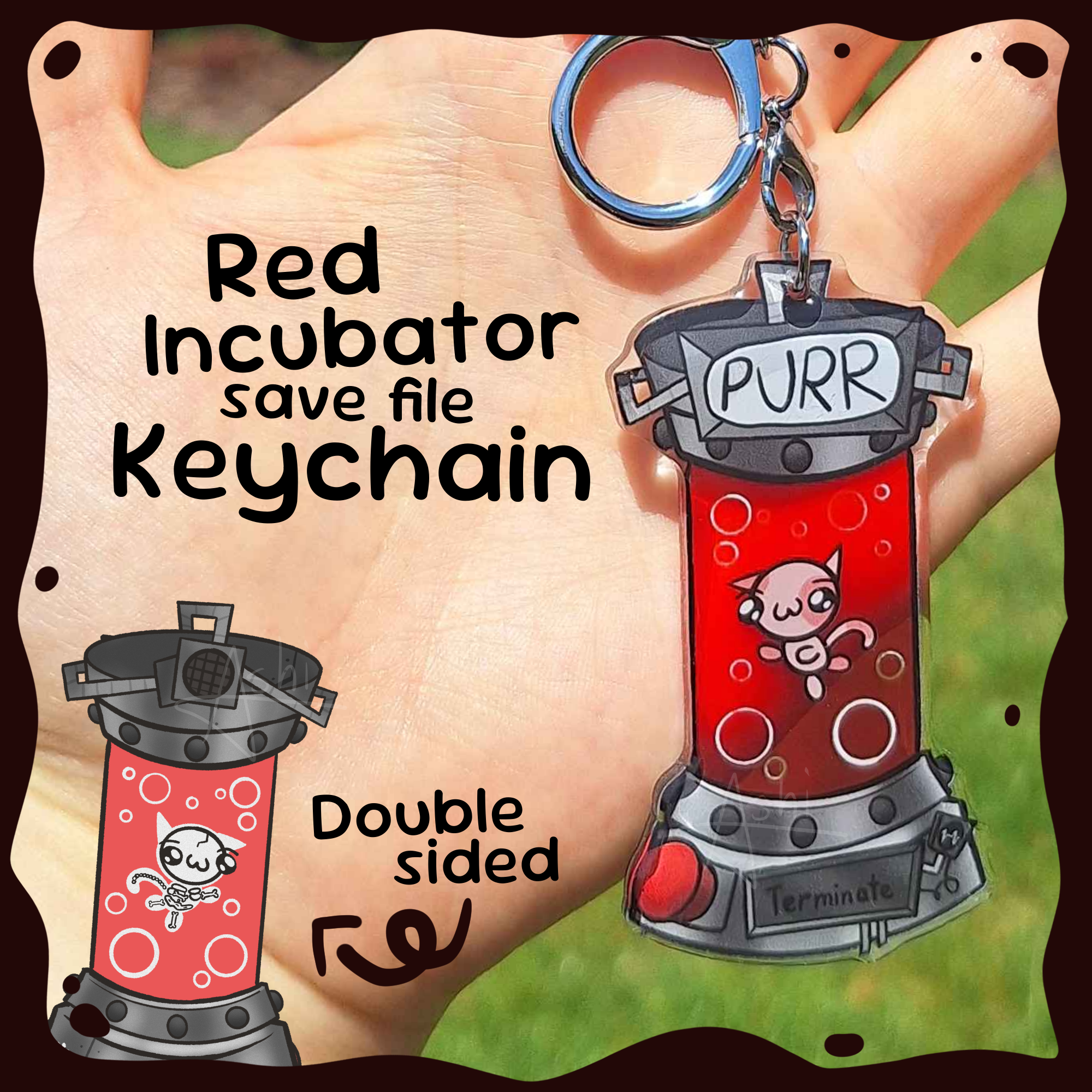 Mewgenics Red Incubator save file keychain