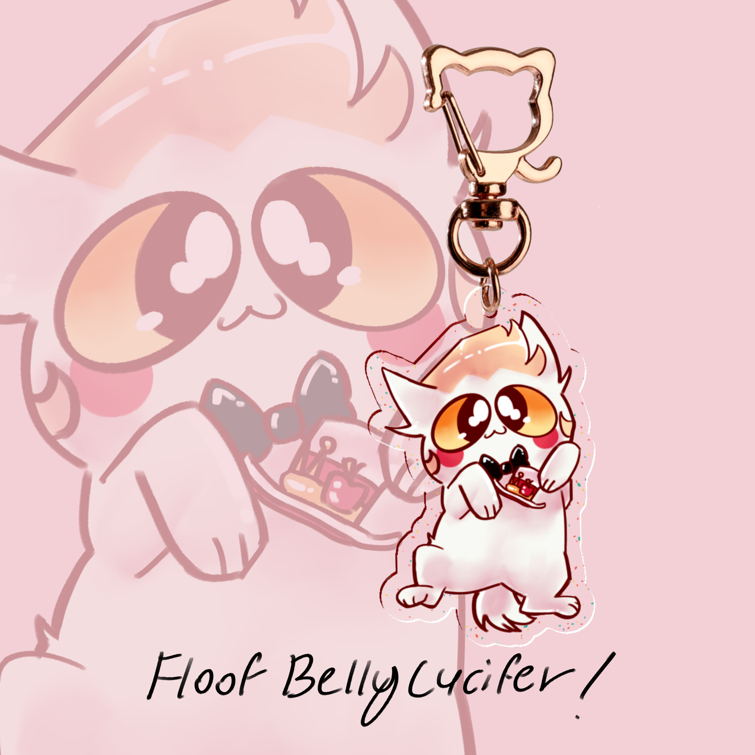 Floofy Belly Cat Lucifer Glitter Charm