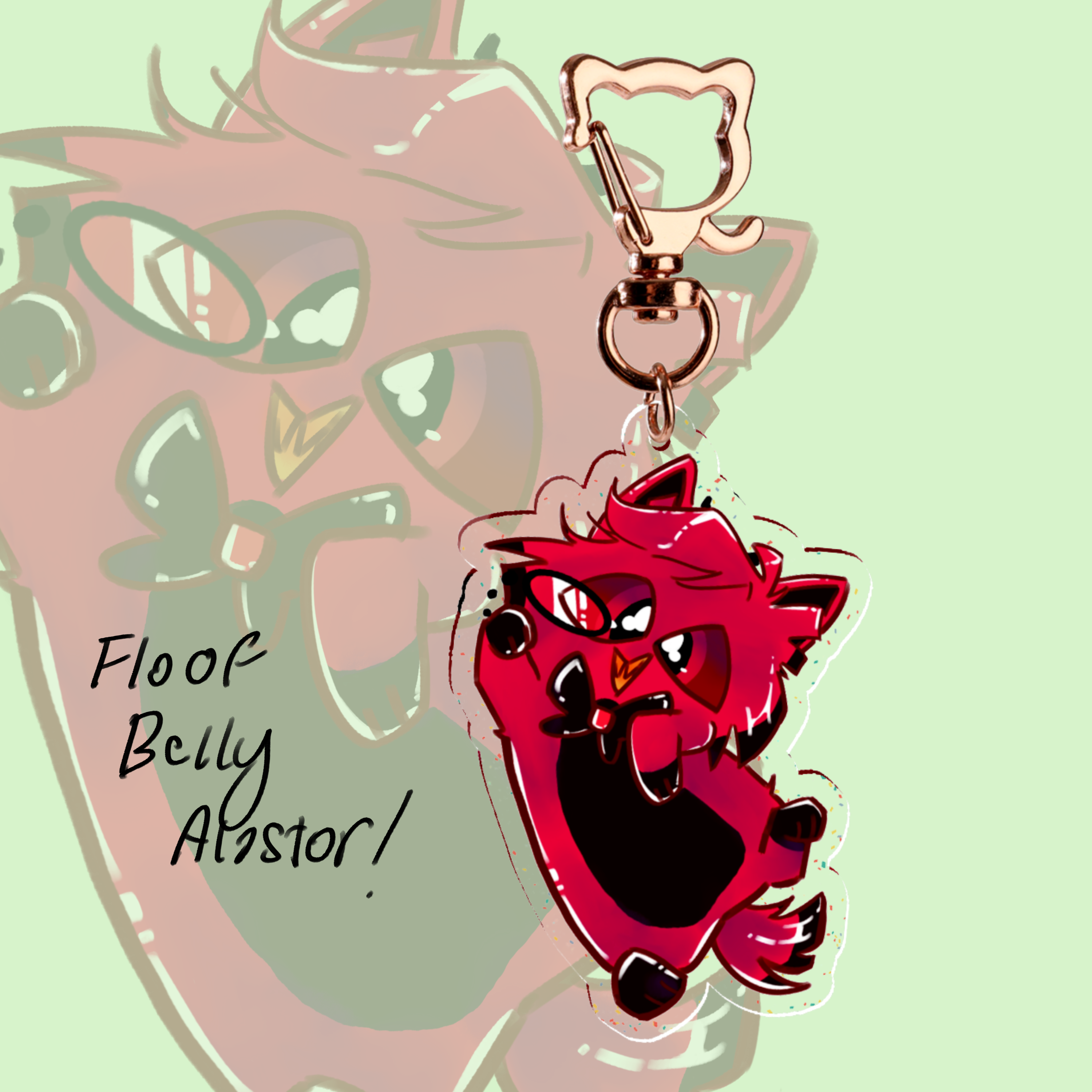 Floofy Belly Cat Alastor Glitter Charm