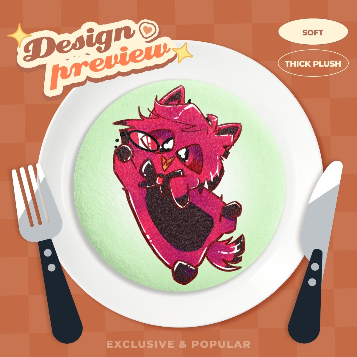 Floofy Belly Cat Alastor Plush Badge