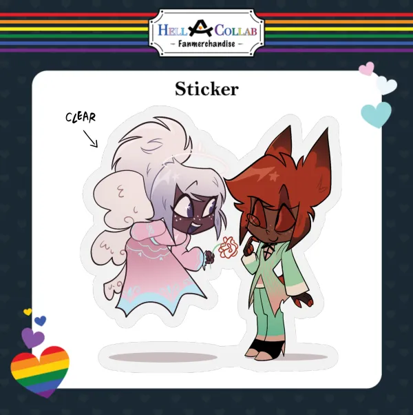 Alastor & Emily Clear Sticker || Hell-a-Collab Pride Collection