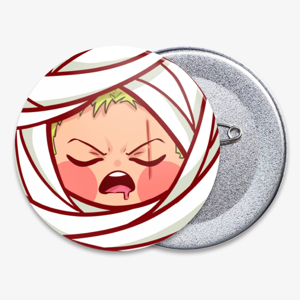 Soft Touch Badge Button Pin - Mummy Roronoa Zoro - One Piece Anime