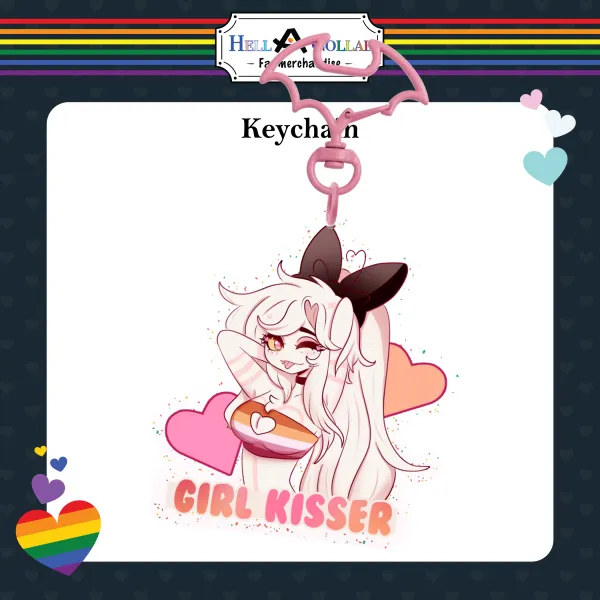 Angel Dust | Female ver pride 8cm glitter keychain || Hell-a-collab pride collection
