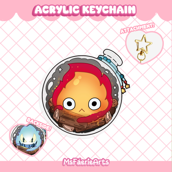 Calcifer Bottle - Acrylic Keychains