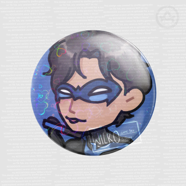 Nightwing / Dick Grayson DC Chibi Round Badge (HOLOHEART)
