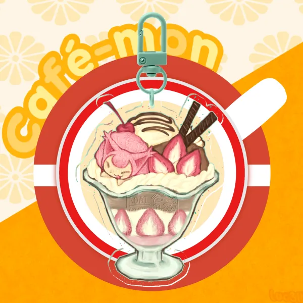 Skitty ice cream sundae — Glitter Acrylic Keychains