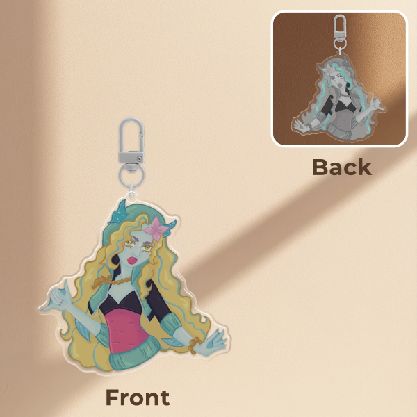 Double Sided Lagoona BW 8cm Epoxy Acrylic Keychain