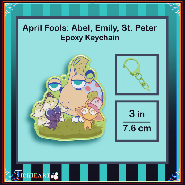 April Fools | Emily, Abel, & St. Peter | Epoxy Keychains