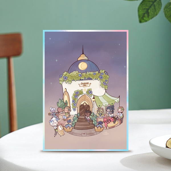 Owlbear Cafe Girl's night - Art Board with Rainbow-Edged - 5.8" x8.3"(148x210mm)