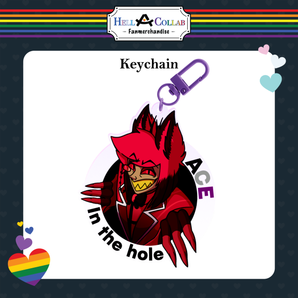 Alastor Asexual Pride Keychain || Hell-a-collab Pride Collection
