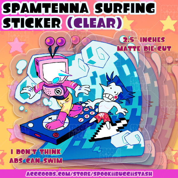 Spamtenna Surfing Sticker (CLEAR)
